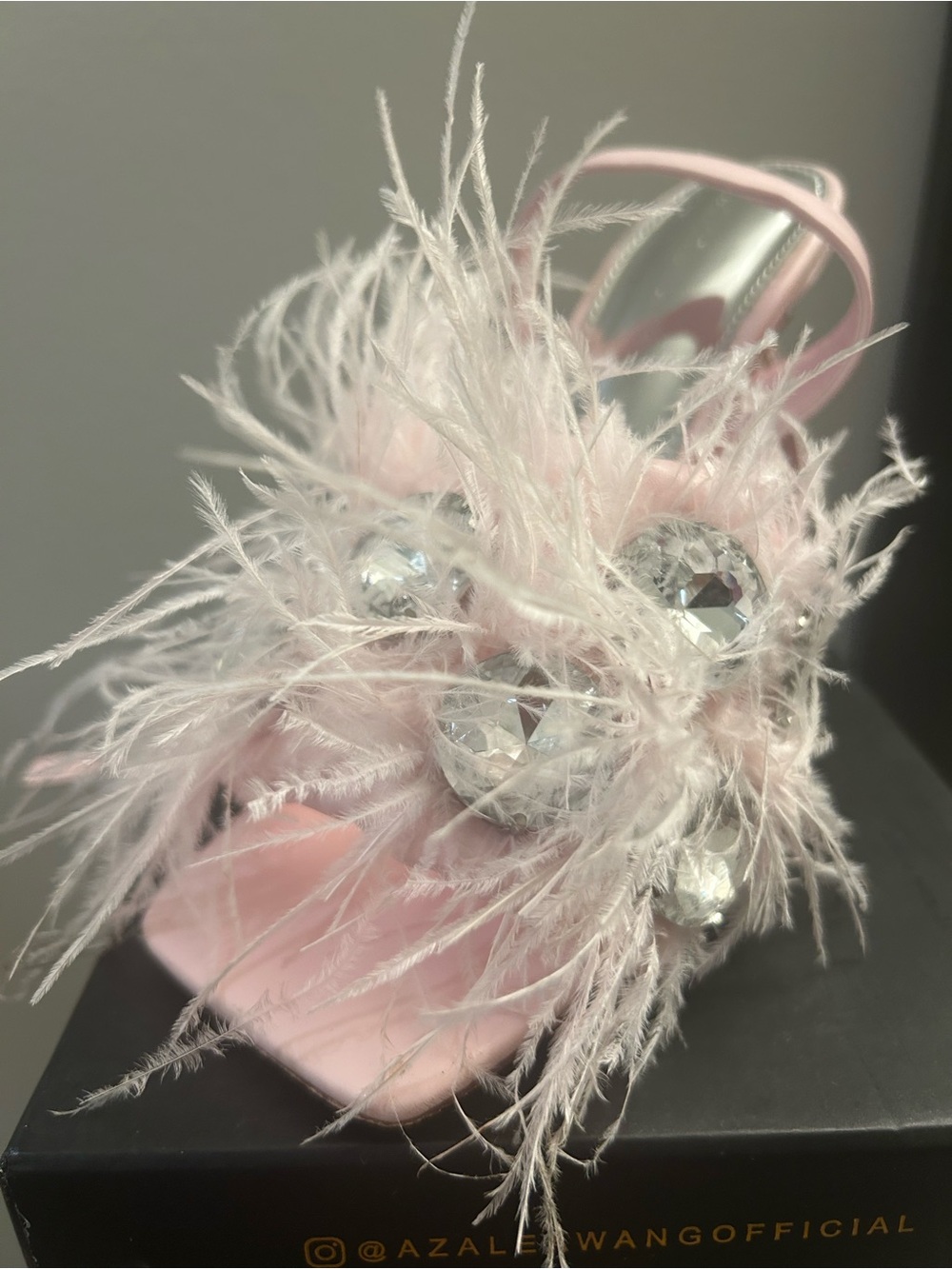 Soft Pink Feather Trim Stiletto Sandals - Women's